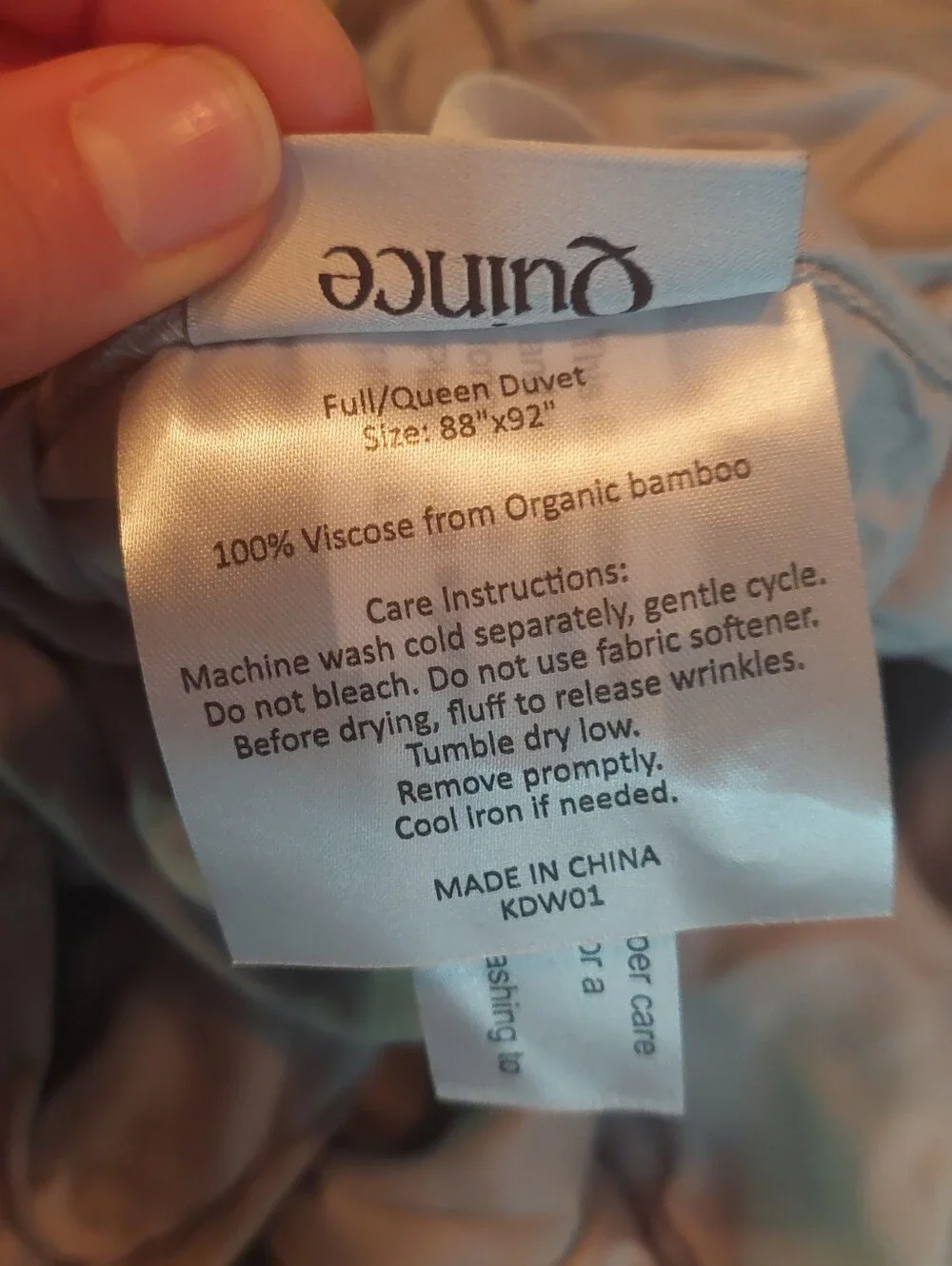 NWOT! Quince 100% Organic Light Gray Bamboo Duvet Cover! Full/ Queen (106)